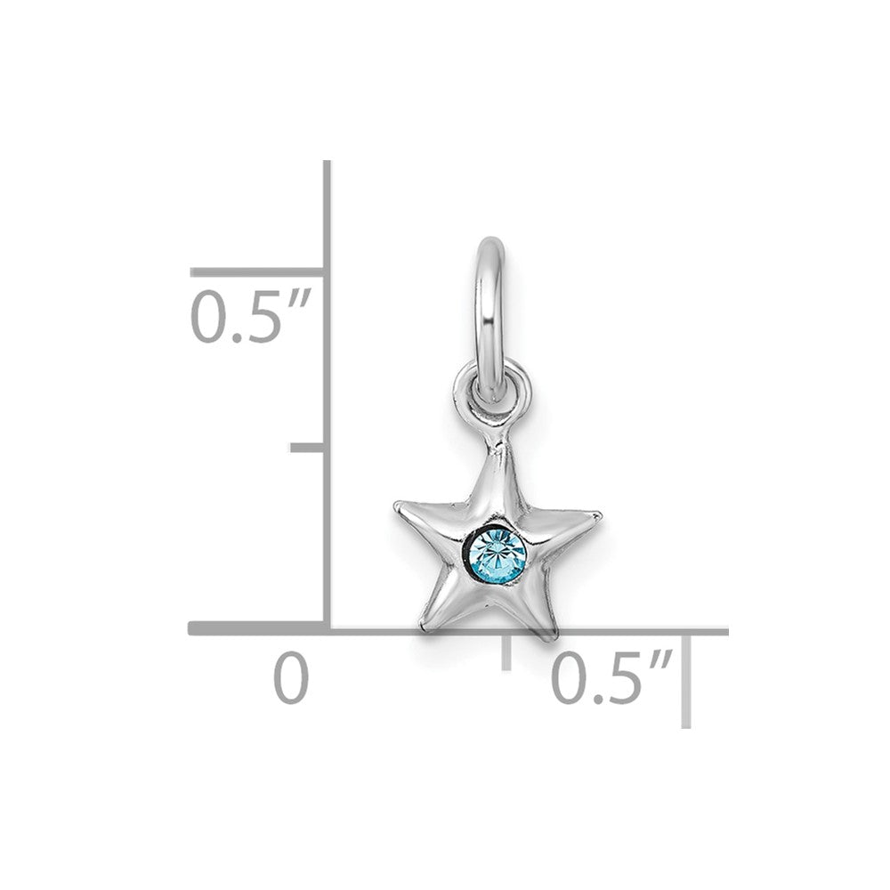 Sterling Silver Madi K Rhodium Plated Blue Crystal Star Children's Pendant