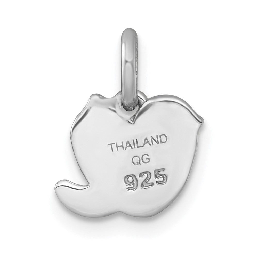 Sterling Silver Rhodium Plated Polished Enamel Heart and Moon Children's Pendant