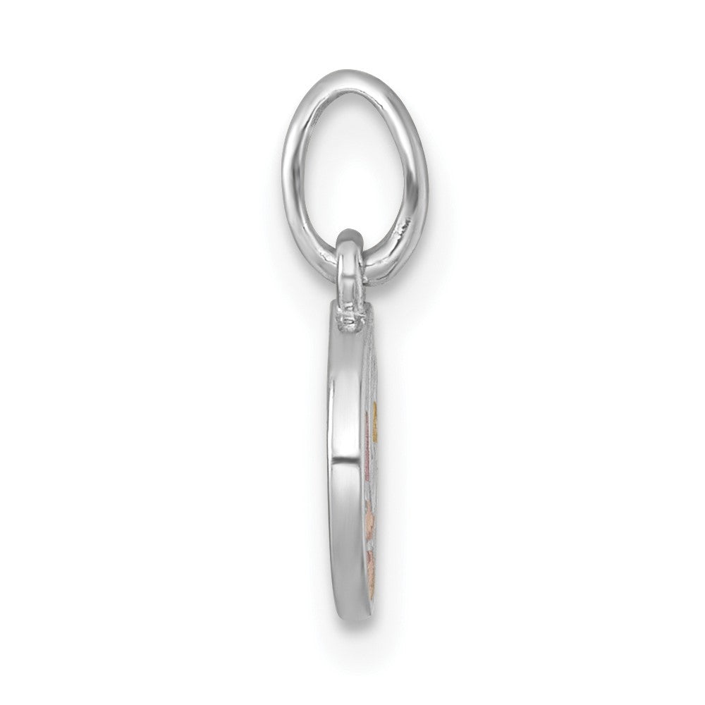 Sterling Silver Rhodium Plated Polished Enamel Moon and Star Children's Pendant