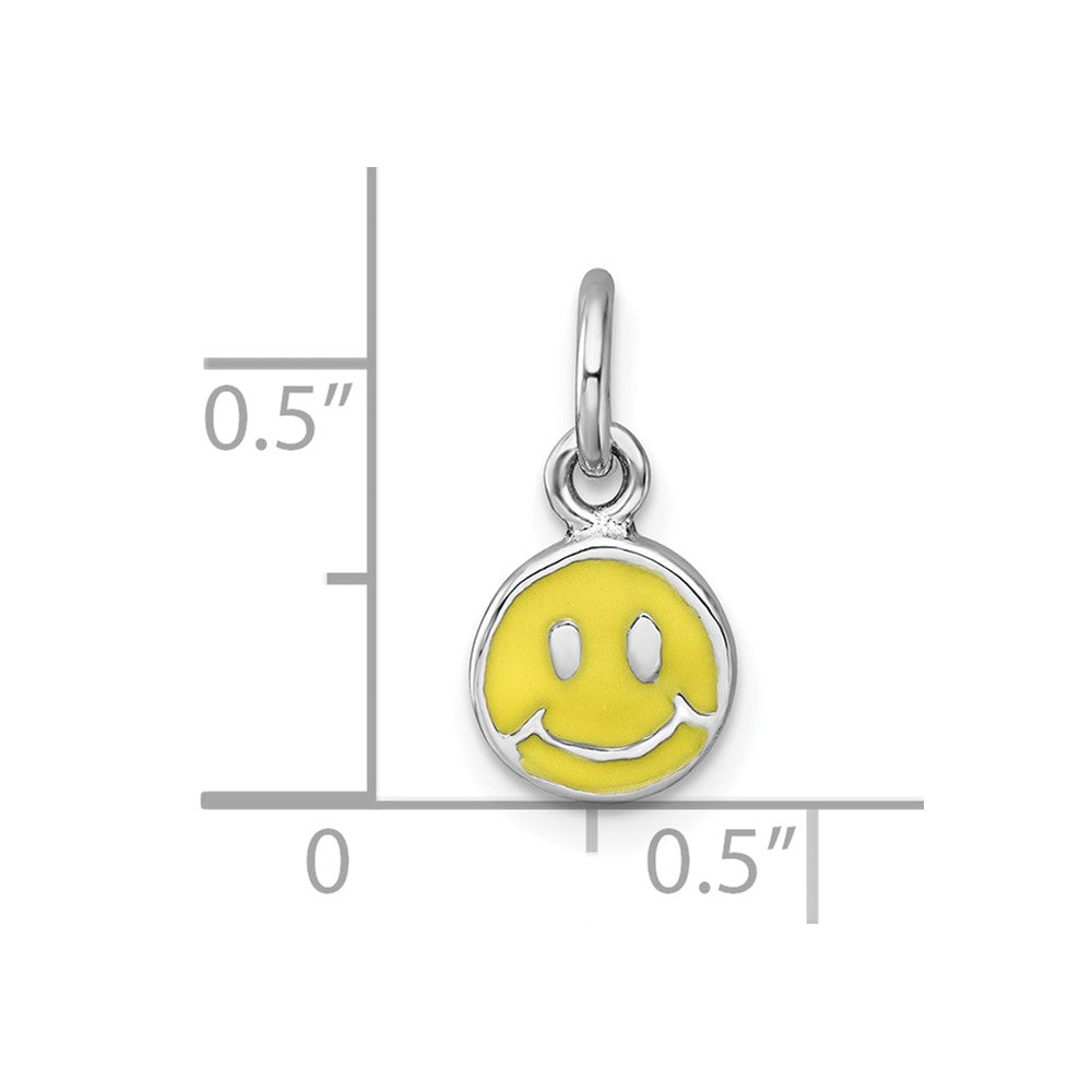 Sterling Silver Madi K Rhodium Plated Enamel Yellow Smiley Face Children's Pendant