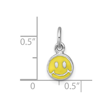 Sterling Silver Madi K Rhodium Plated Enamel Yellow Smiley Face Children's Pendant