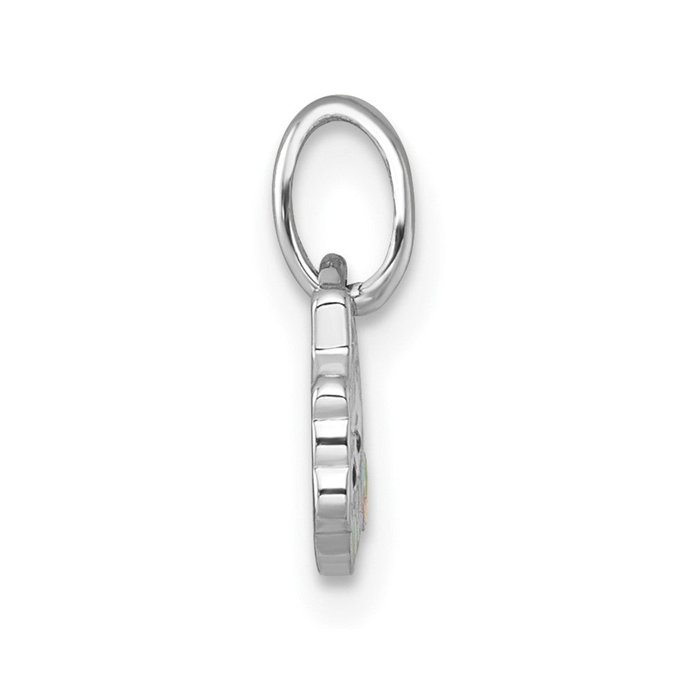Sterling Silver Rhodium-Plated Enamel Unicorn Cupcake Children's Pendant