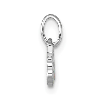 Sterling Silver Rhodium-Plated Enamel Unicorn Cupcake Children's Pendant
