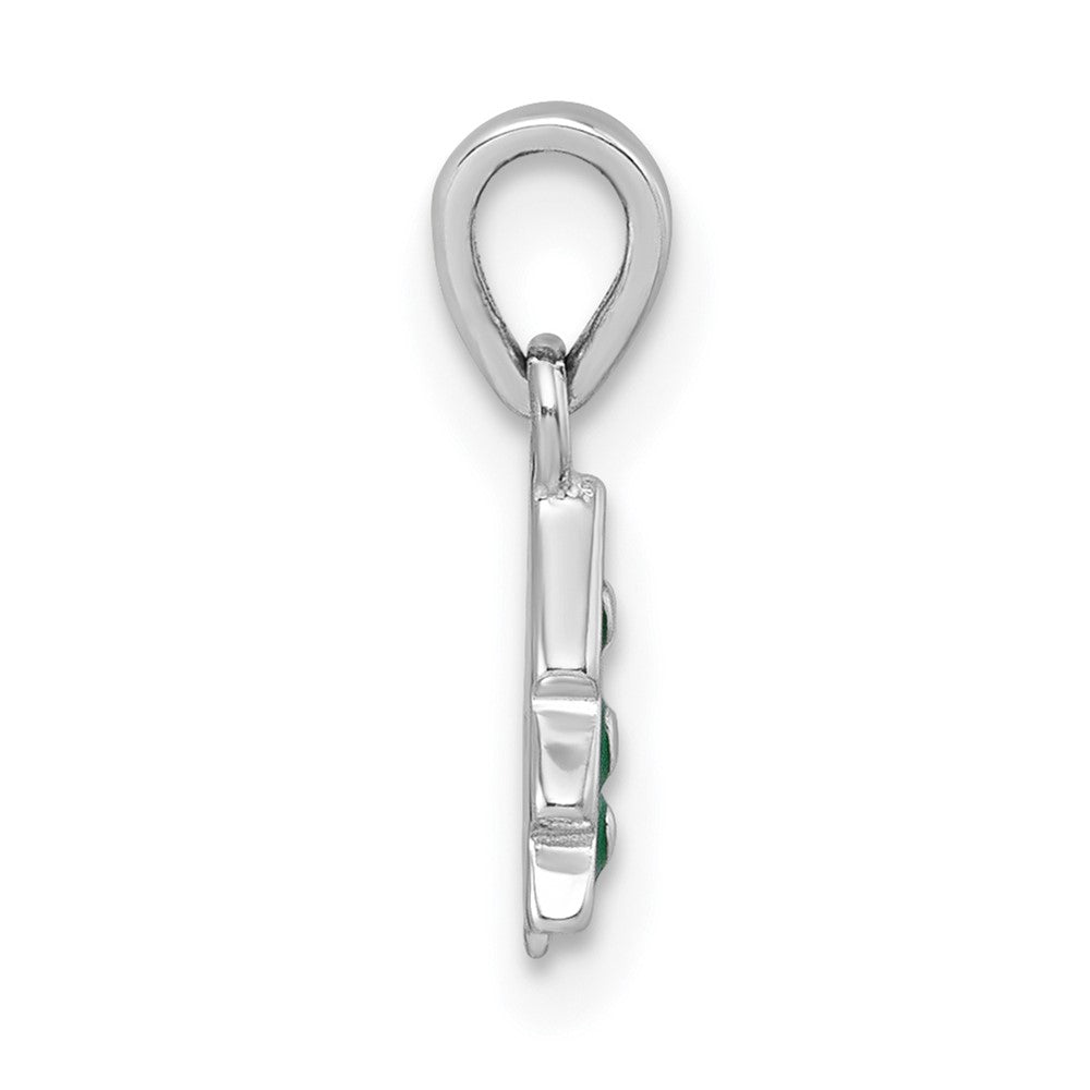 Sterling Silver Rhodium-Plated Children's Enamel Christmas Tree Pendant