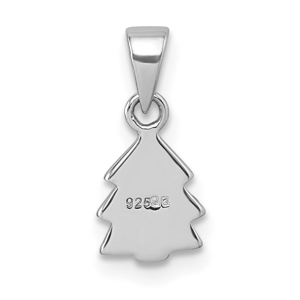 Sterling Silver Rhodium-Plated Children's Enamel Christmas Tree Pendant
