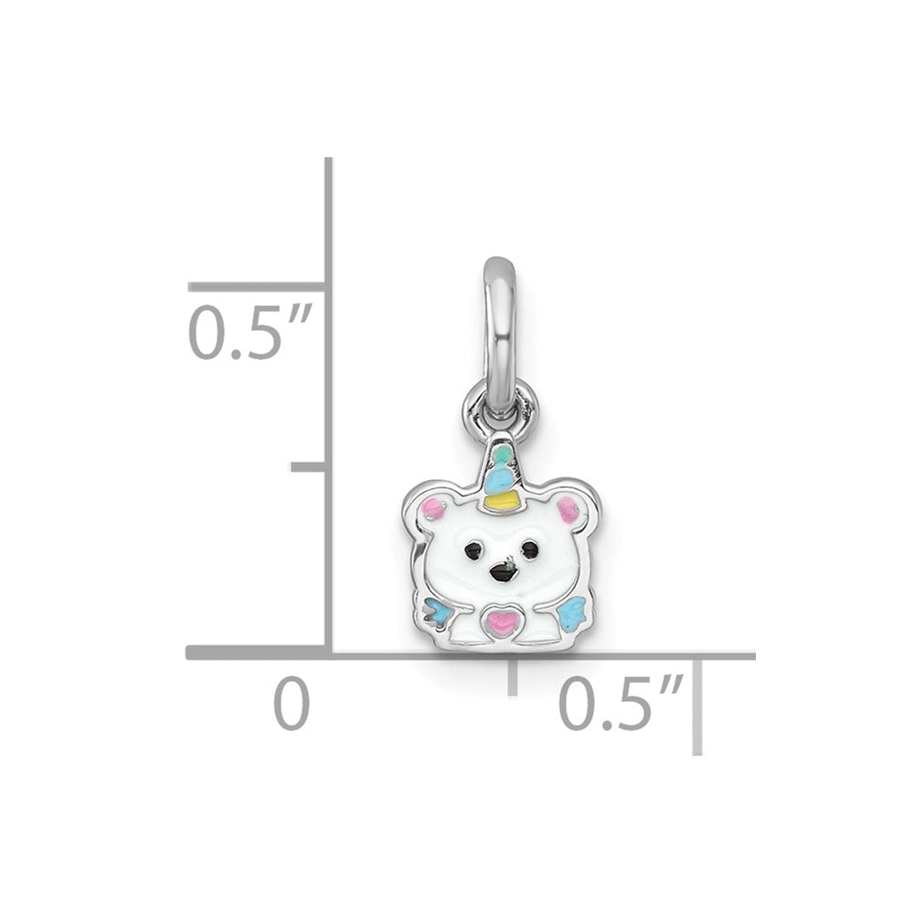 Sterling Silver Rhodium-Plated Enamel Unicorn Polar Bear Children's Pendant