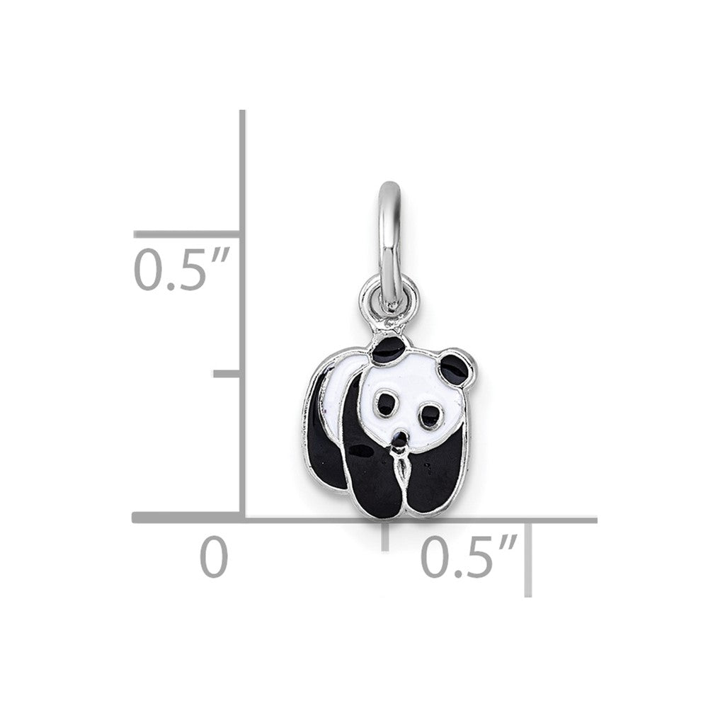 Sterling Silver Madi K Rhodium Plated Enamel Black and White Panda Children's Pendant