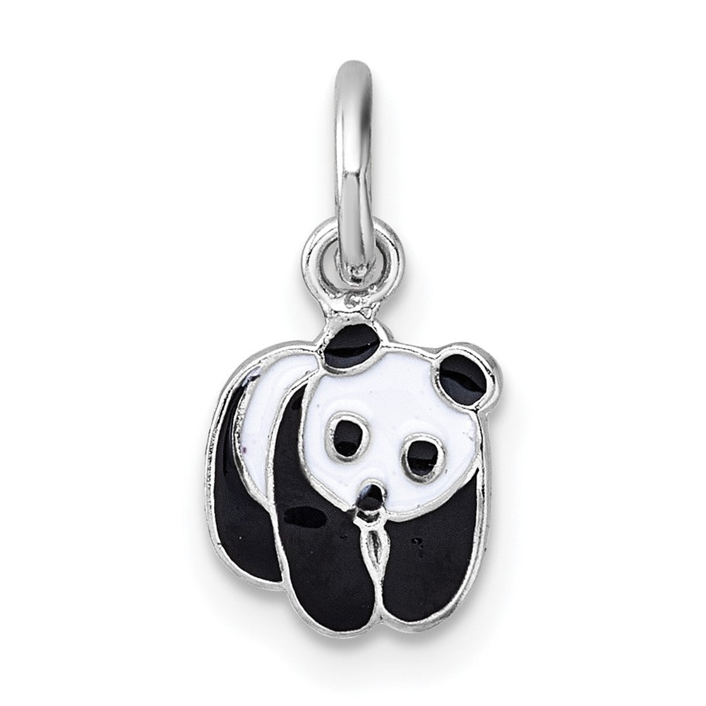 Sterling Silver Madi K Rhodium Plated Enamel Black and White Panda Children's Pendant