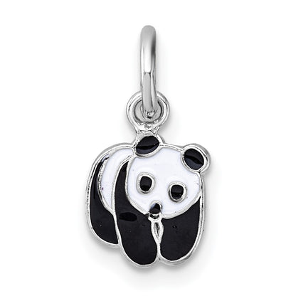 Sterling Silver Madi K Rhodium Plated Enamel Black and White Panda Children's Pendant