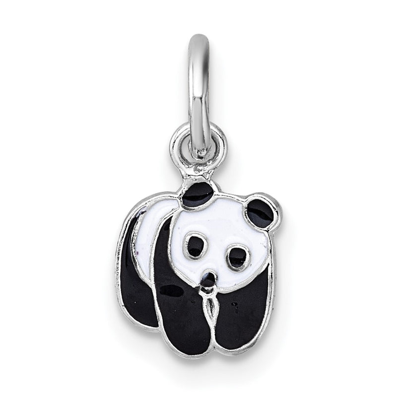 Sterling Silver Madi K Rhodium Plated Enamel Black and White Panda Children's Pendant