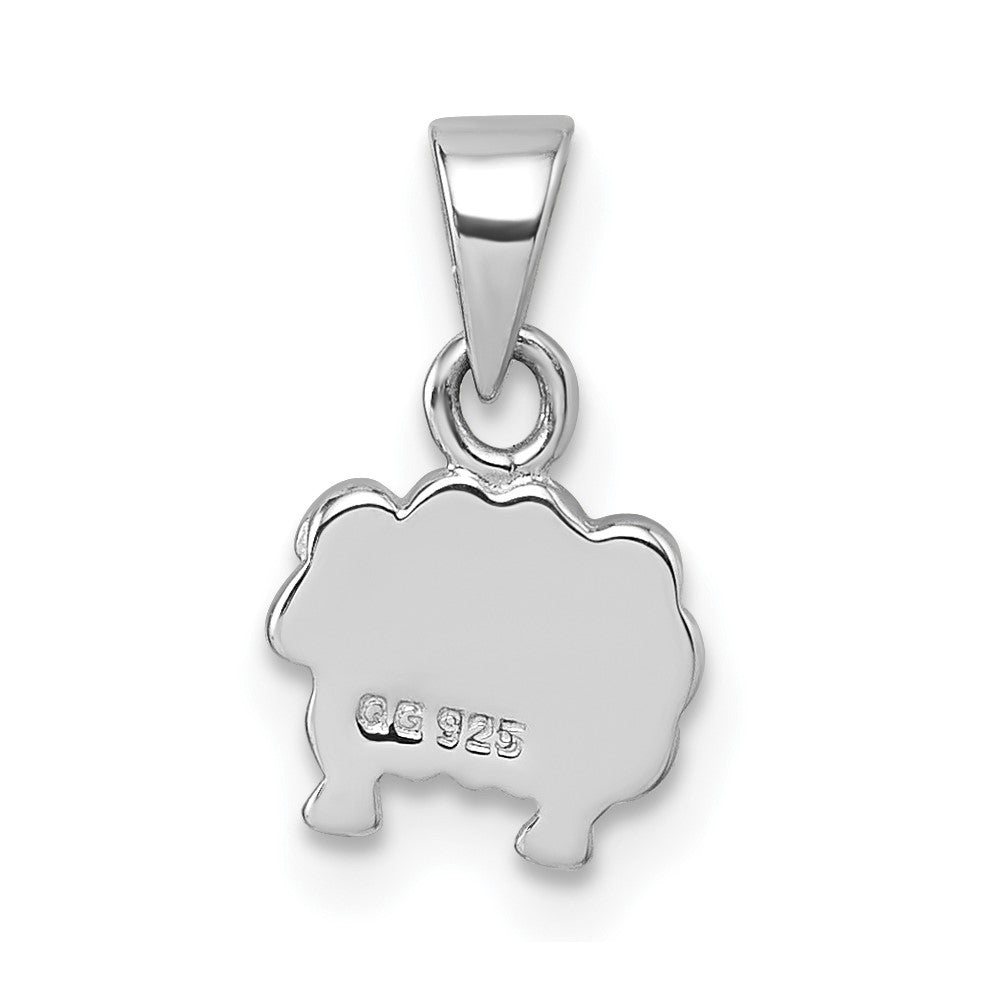 Sterling Silver Rhodium-Plated Children's Enamel Sheep with Heart Pendant