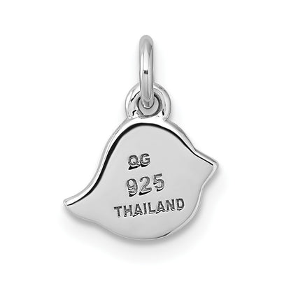 Sterling Silver Rhodium-Plated Brushed Bird Pendant