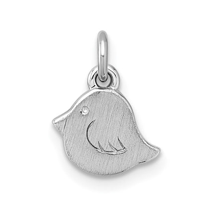 Sterling Silver Rhodium-Plated Brushed Bird Pendant