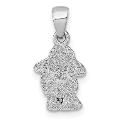 Sterling Silver Rhodium-Plated Polished Enamel Black Sheep Pendant