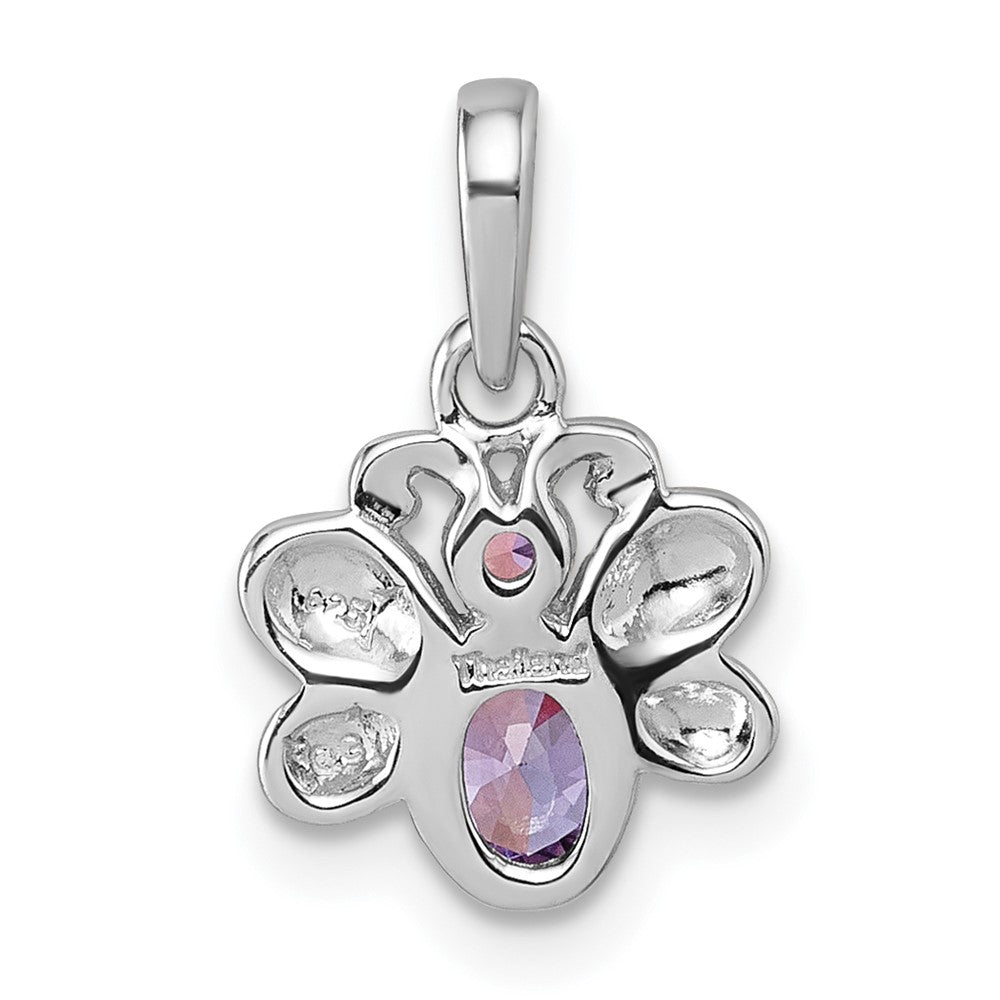Sterling Silver Rhodium-Plated Children's CZ Butterfly Pendant