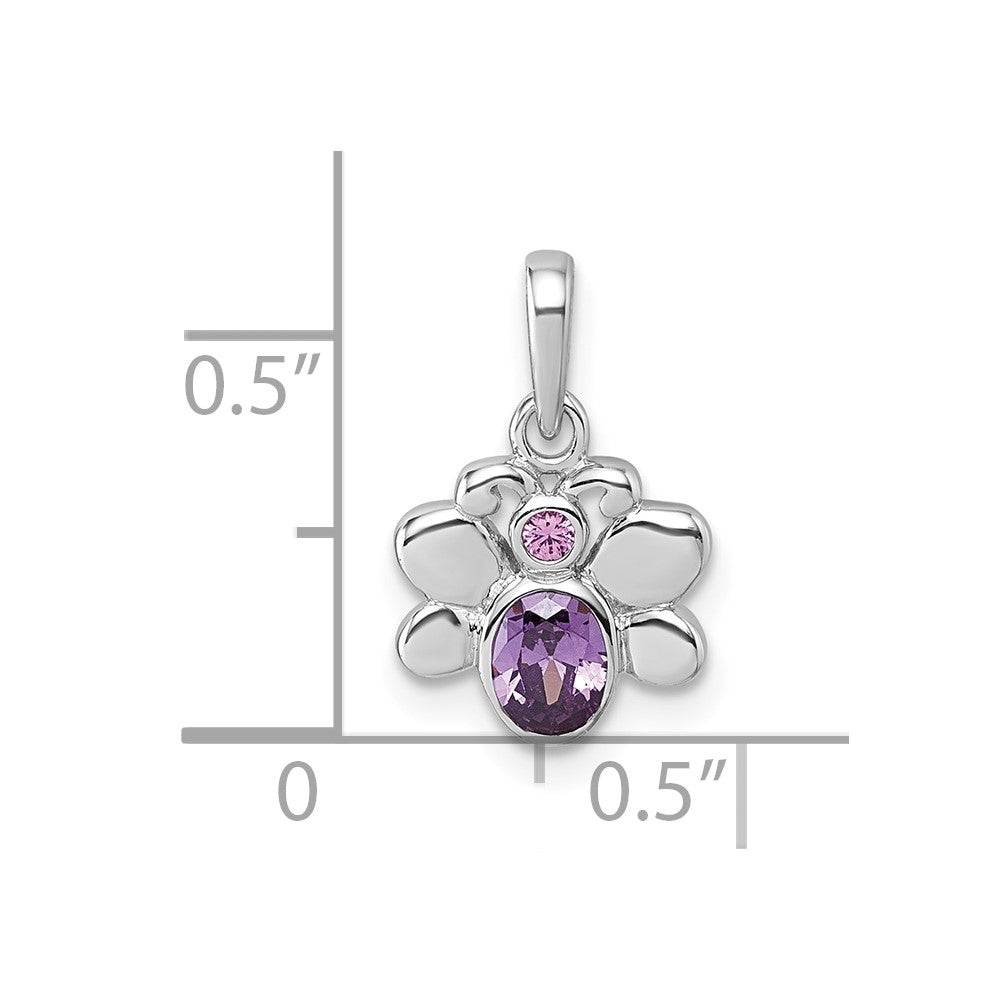 Sterling Silver Rhodium-Plated Children's CZ Butterfly Pendant