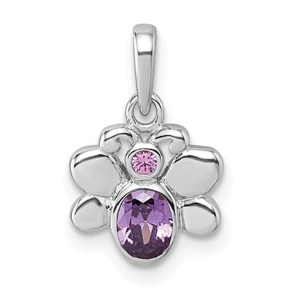 Sterling Silver Rhodium-Plated Children's CZ Butterfly Pendant