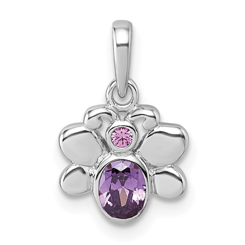 Sterling Silver Rhodium-Plated Children's CZ Butterfly Pendant
