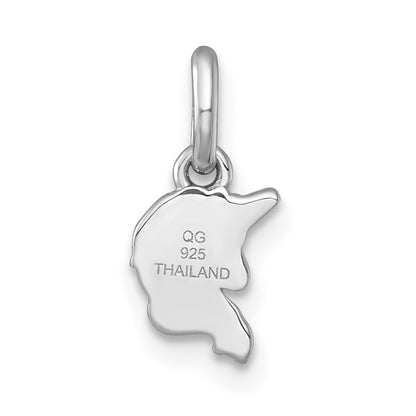 Sterling Silver Rhodium-Plated Enamel Unicorn Head Children's Pendant