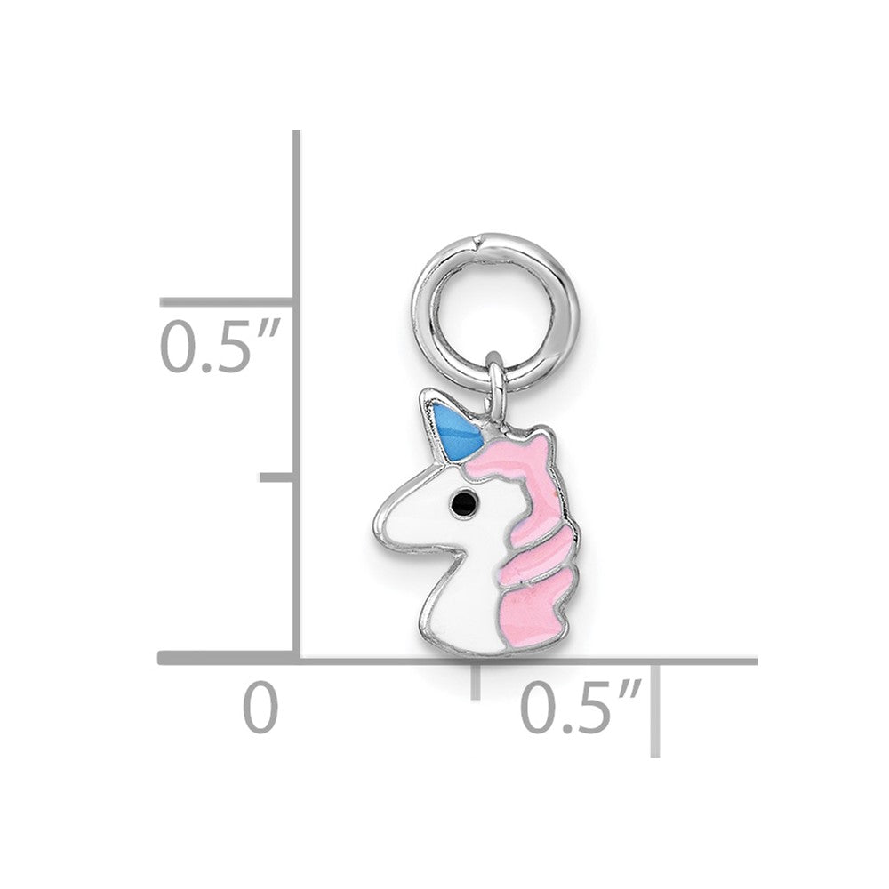 Sterling Silver Madi K Rhodium Plated Enamel Unicorn Children's Pendant