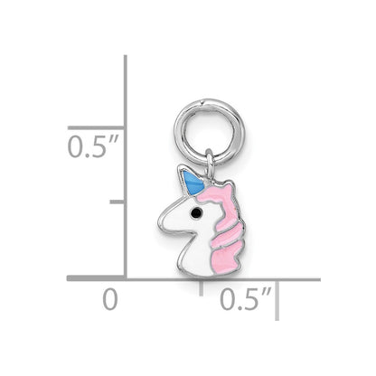 Sterling Silver Madi K Rhodium Plated Enamel Unicorn Children's Pendant