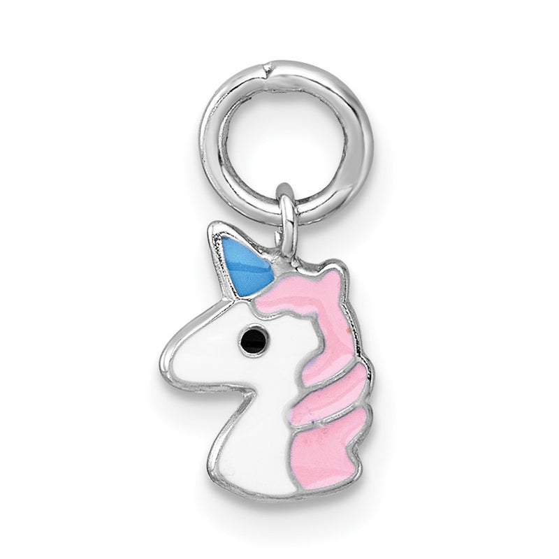 Sterling Silver Madi K Rhodium Plated Enamel Unicorn Children's Pendant