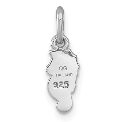 Sterling Silver Rhodium-Plated Enamel Seahorse Children's Pendant