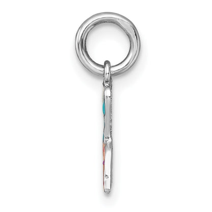 Sterling Silver Madi K Rhodium Plated Enamel Mermaid Tail Children's Pendant