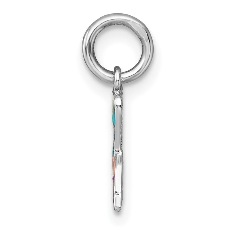 Sterling Silver Madi K Rhodium Plated Enamel Mermaid Tail Children's Pendant