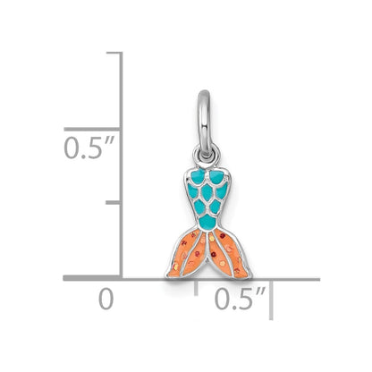 Sterling Silver Madi K Rhodium Plated Enamel Mermaid Tail Children's Pendant