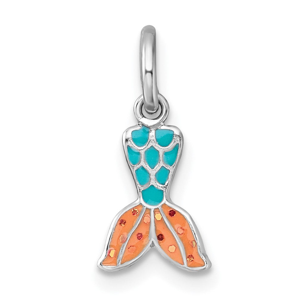 Sterling Silver Madi K Rhodium Plated Enamel Mermaid Tail Children's Pendant