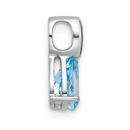 Sterling Silver Rhodium Plated Polished Blue Topaz Teardrop Chain Slide