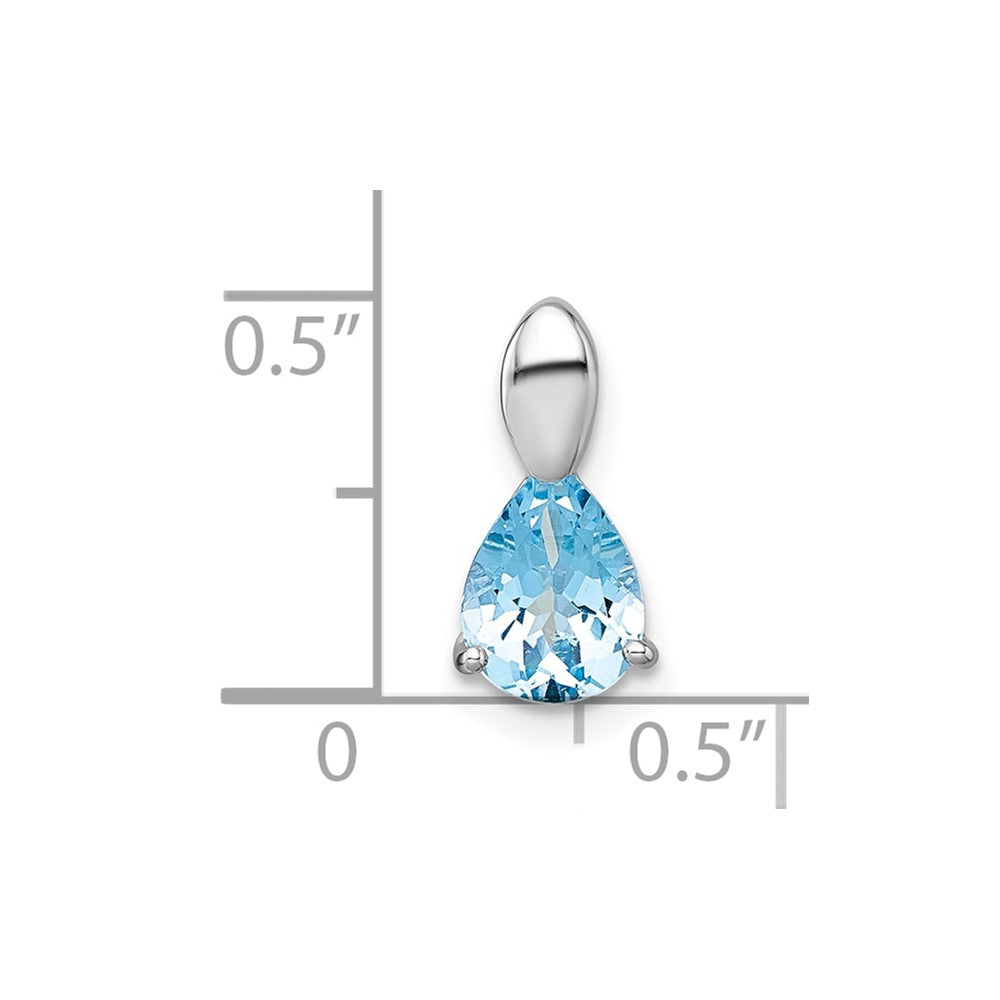 Sterling Silver Rhodium Plated Polished Blue Topaz Teardrop Chain Slide