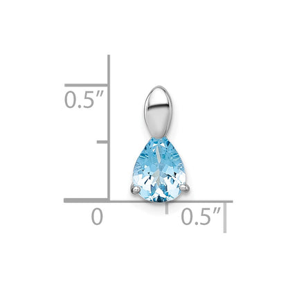 Sterling Silver Rhodium Plated Polished Blue Topaz Teardrop Chain Slide