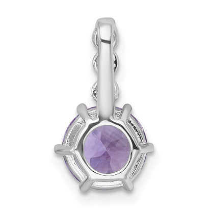 Sterling Silver Rhodium Plated Polished Amethyst and White Topaz Chain Slide