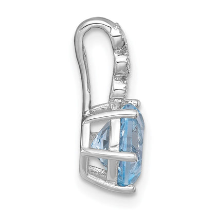 Sterling Silver Rhodium Plated Polished Blue Topaz and White Topaz Chain Slide