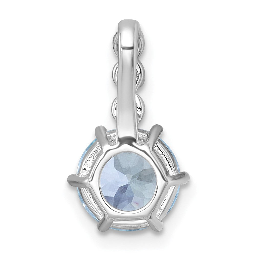 Sterling Silver Rhodium Plated Polished Blue Topaz and White Topaz Chain Slide