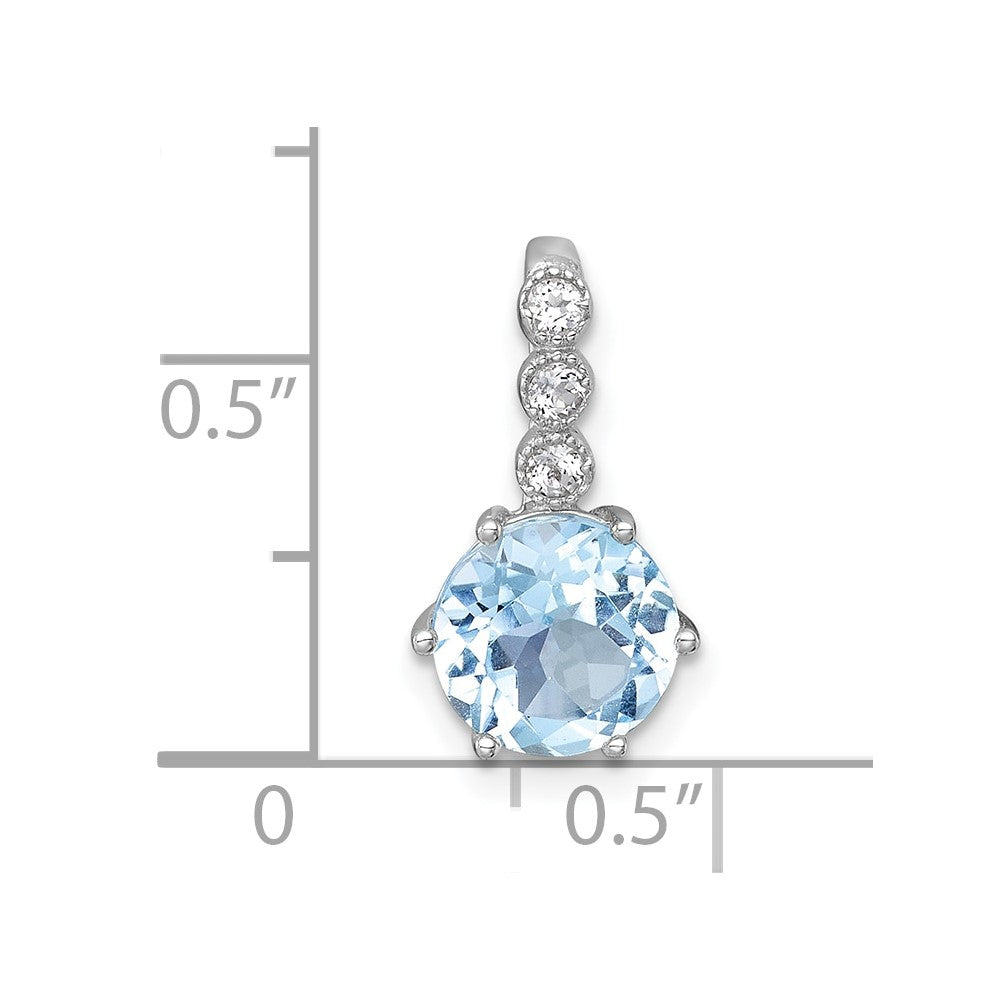 Sterling Silver Rhodium Plated Polished Blue Topaz and White Topaz Chain Slide