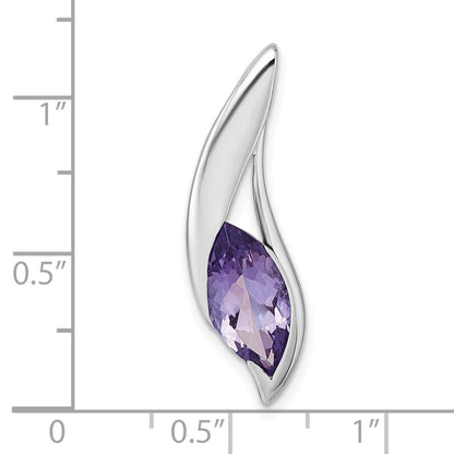 Sterling Silver Rhodium-Plated Polished Amethyst Drop Chain Slide Pendant