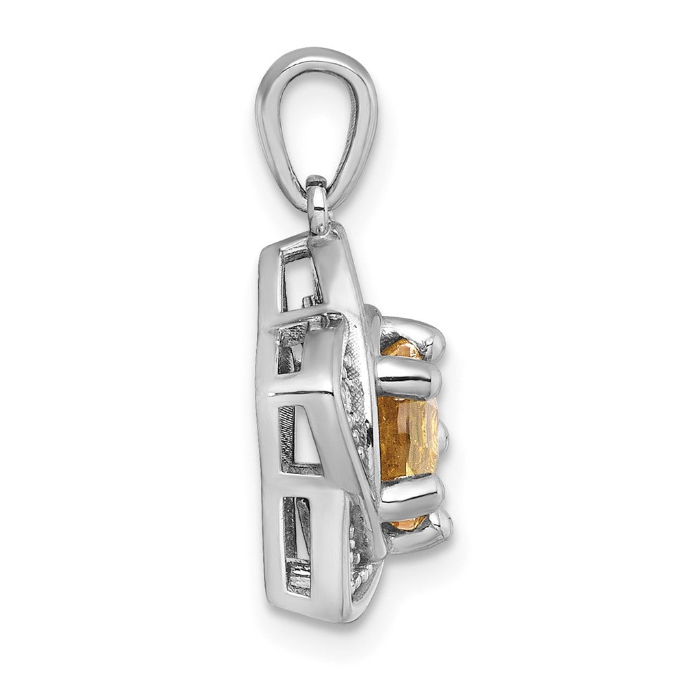 Sterling Silver Rh-Pltd Polished Citrine and White Topaz Star Pendant