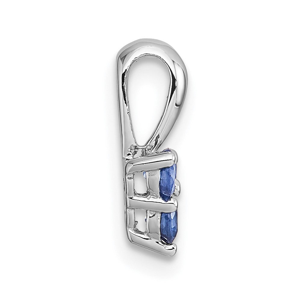Sterling Silver Rhodium-Plated Polished Sapphire Pendant