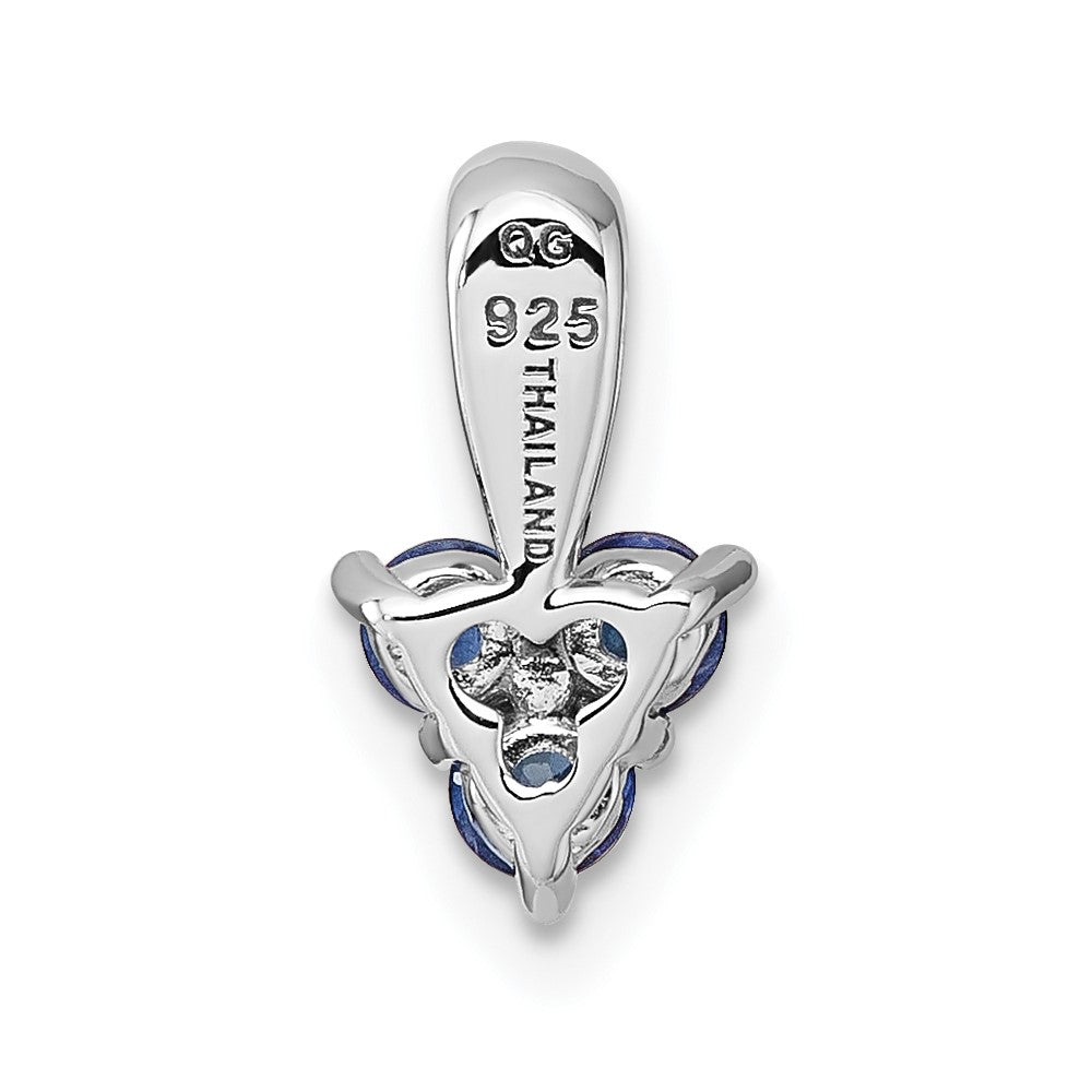 Sterling Silver Rhodium-Plated Polished Sapphire Pendant