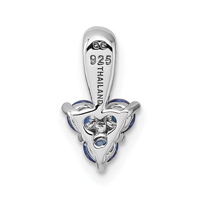 Sterling Silver Rhodium-Plated Polished Sapphire Pendant
