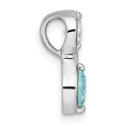 Sterling Silver Rhodium Plated Polished Cr. Paraiba and Clear CZ Infinity Chain Slide