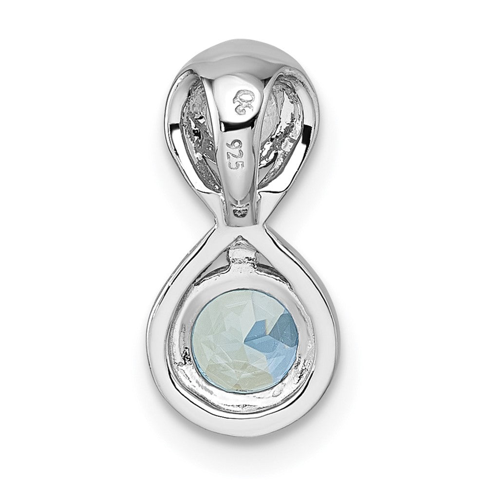 Sterling Silver Rhodium Plated Polished Cr. Paraiba and Clear CZ Infinity Chain Slide