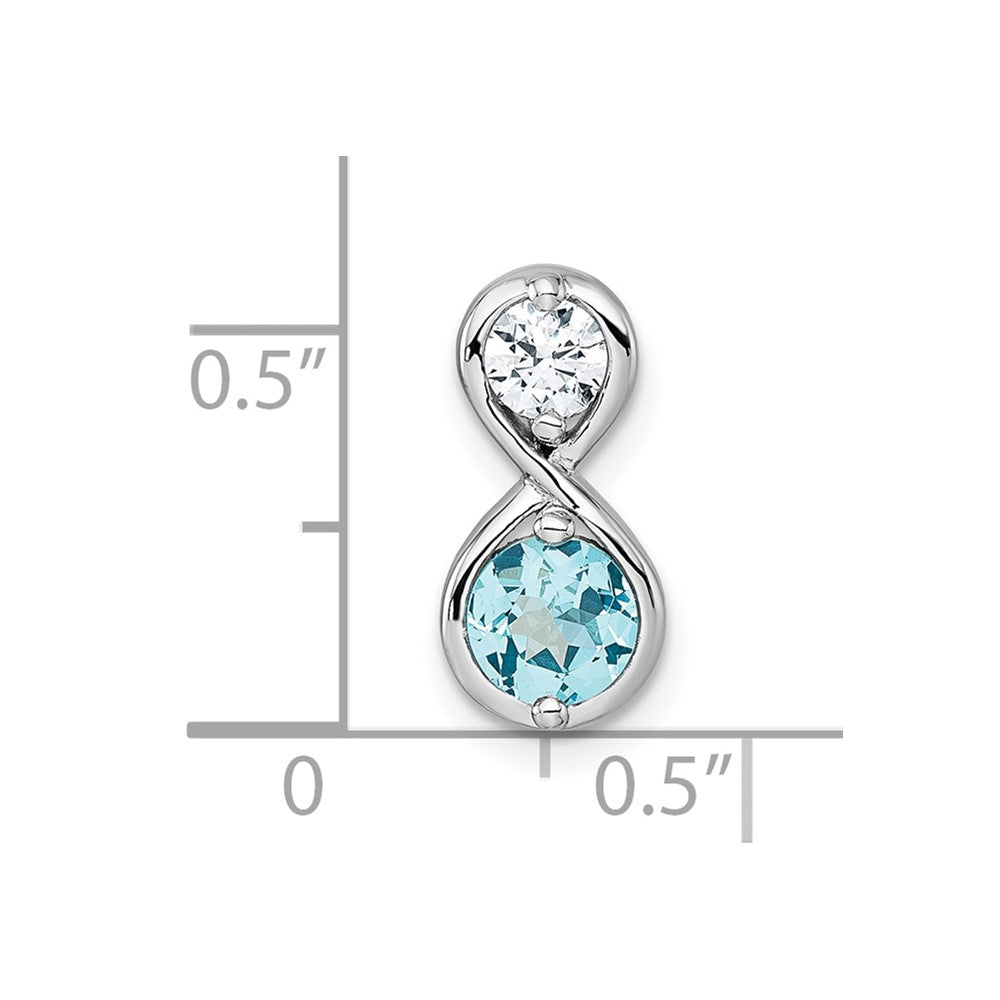 Sterling Silver Rhodium Plated Polished Cr. Paraiba and Clear CZ Infinity Chain Slide