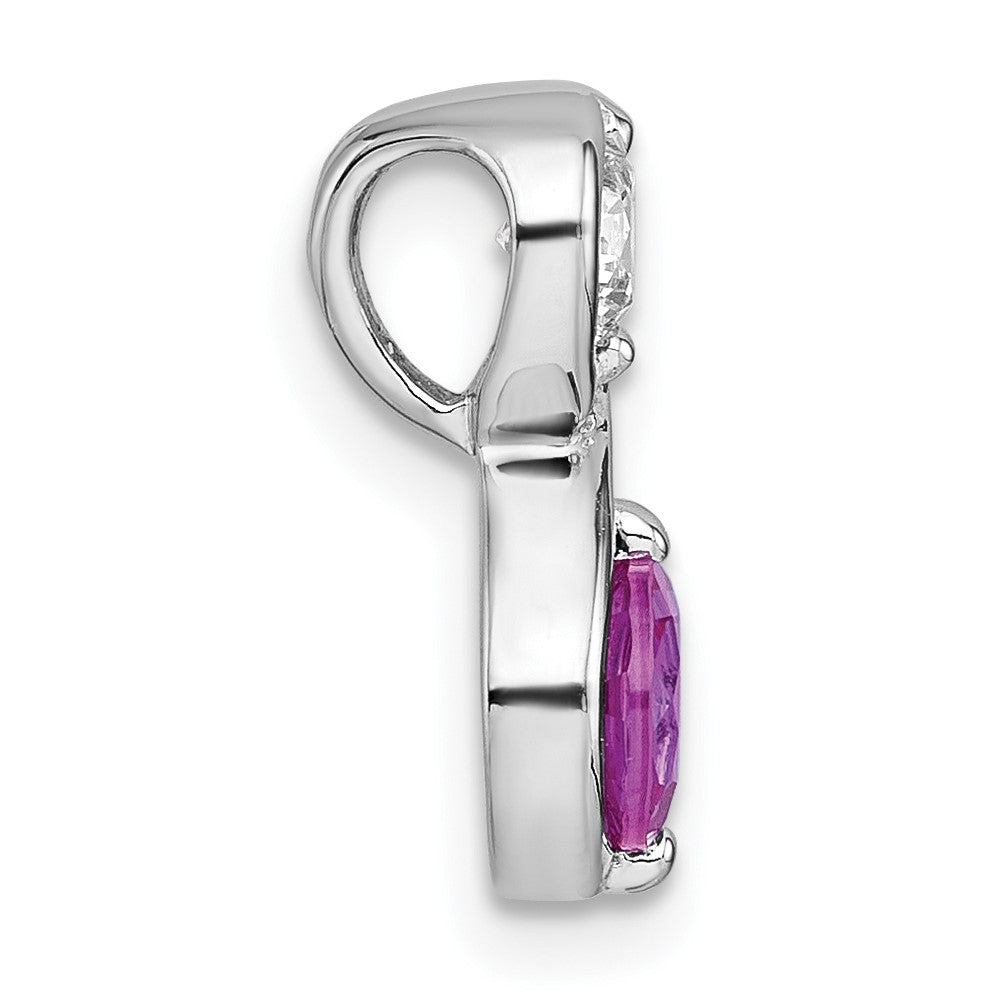 Sterling Silver Rhodium Plated Polished Lab Created Ruby & Clear CZ Infinity Chain Slide