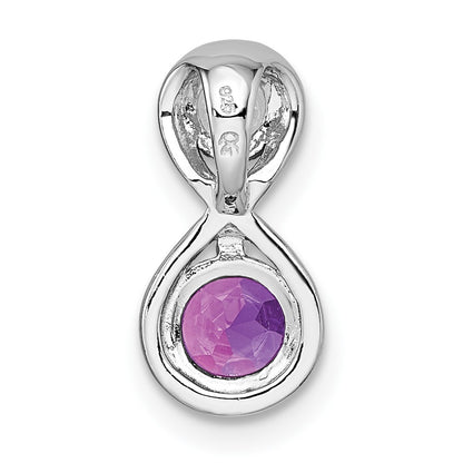 Sterling Silver Rhodium Plated Polished Lab Created Ruby & Clear CZ Infinity Chain Slide