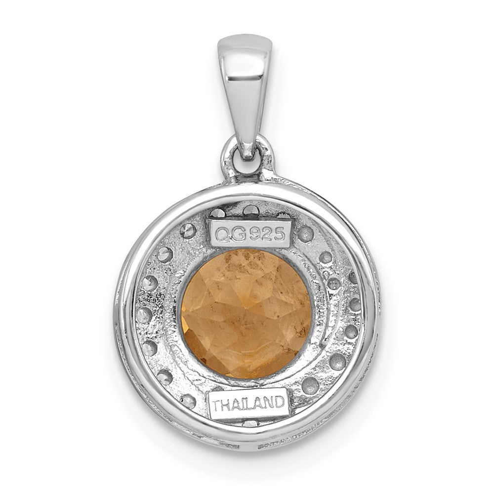 Sterling Silver Rh-Pltd Polished Fancy Citrine and White Topaz Circle Pendant