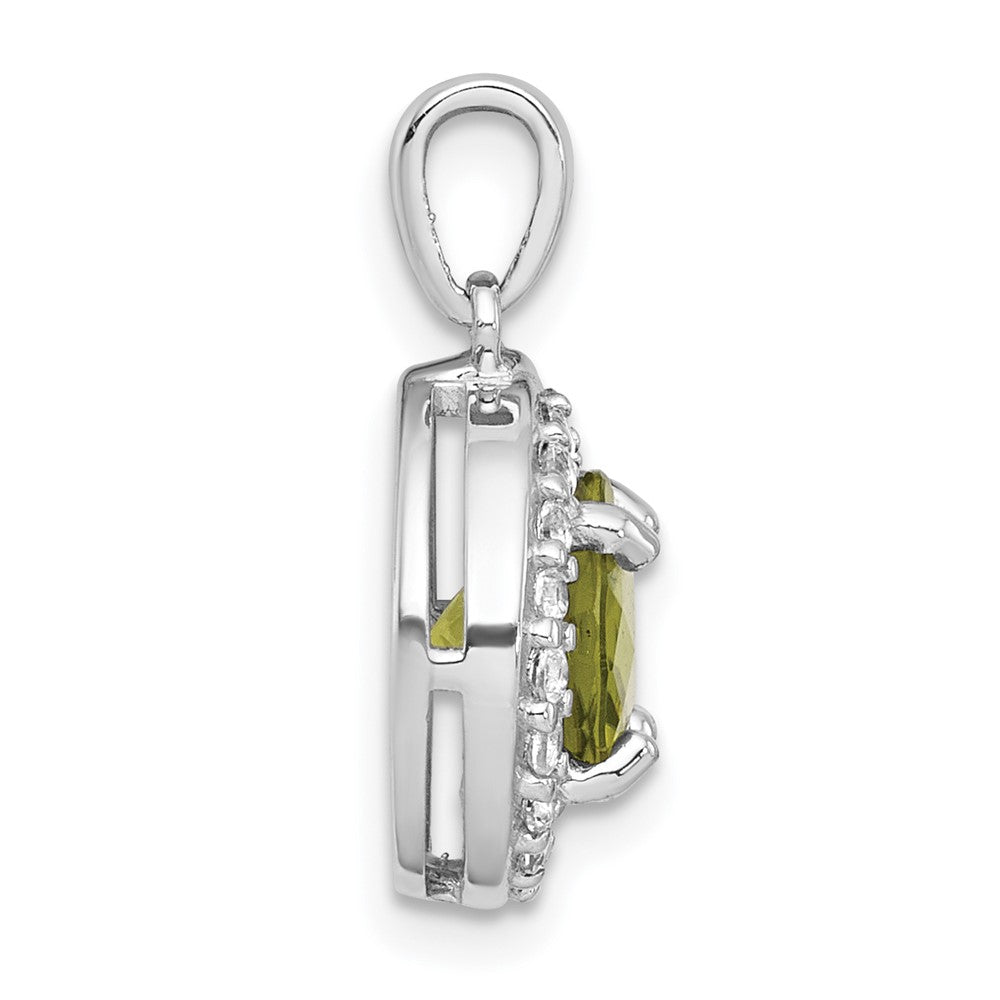 Sterling Silver Rh-Pltd Polished Fancy Peridot and White Topaz Circle Pendant